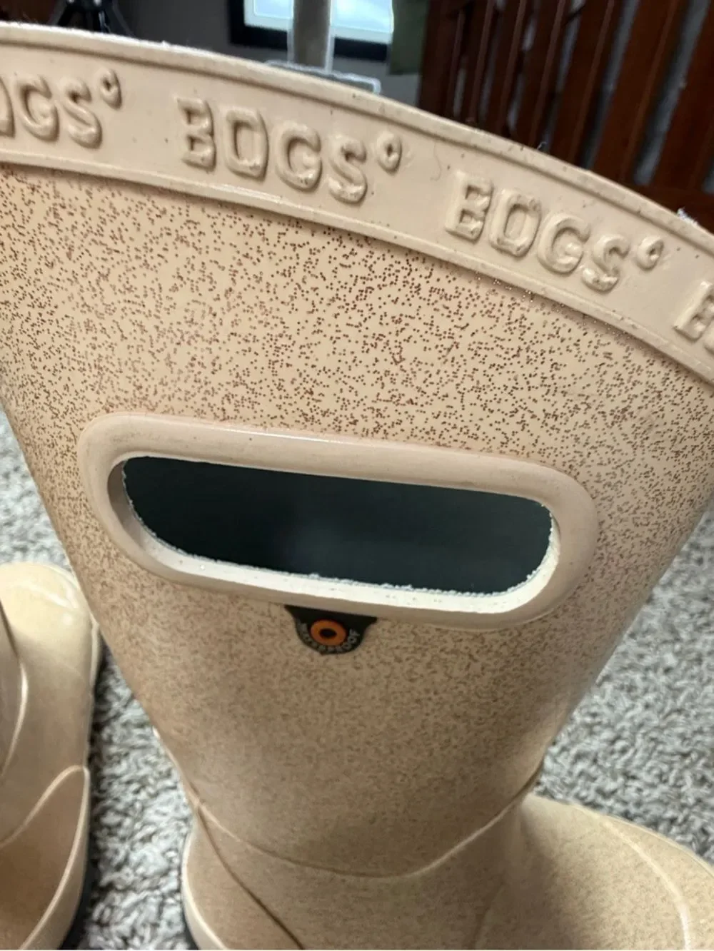 Bogs Tan Glitter Rain Boots
